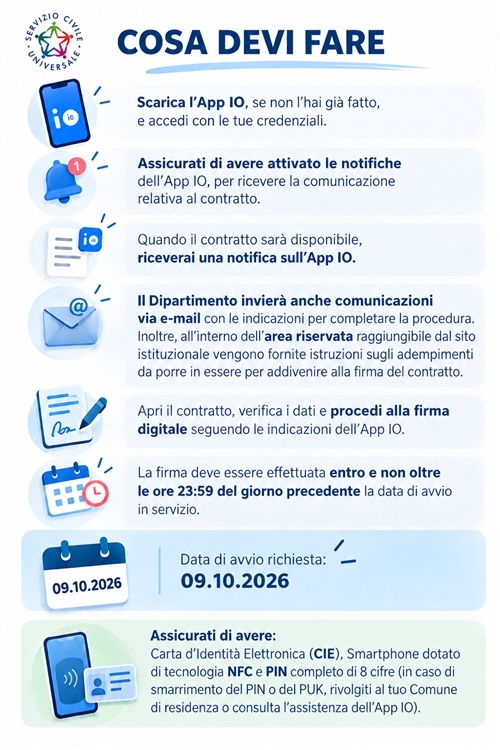Servizio Civile Universale - Istruzioni per la firma del contratto