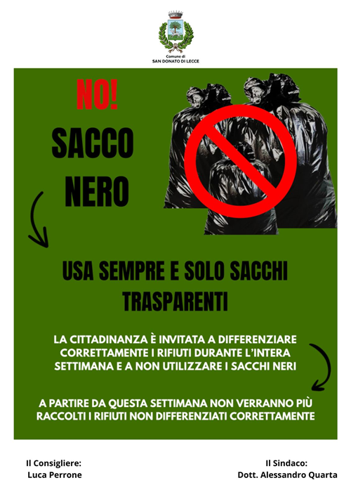 Raccolta rifiuti - No ai sacchi neri