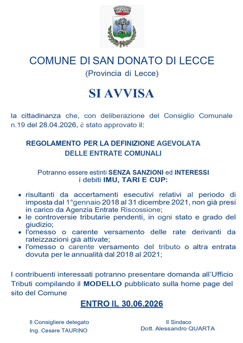 Definizione agevolata delle entrate comunali