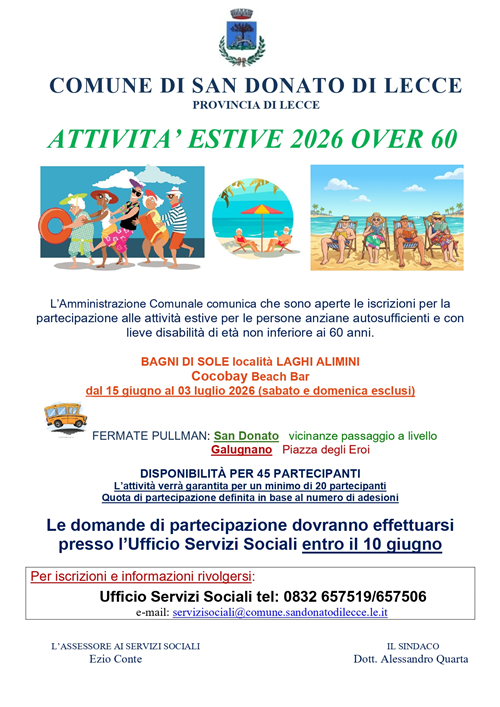 Attività estive 2026 over 60